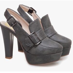 Vintage Platform Chunky Loafers Closed Round Toe High Block Heel